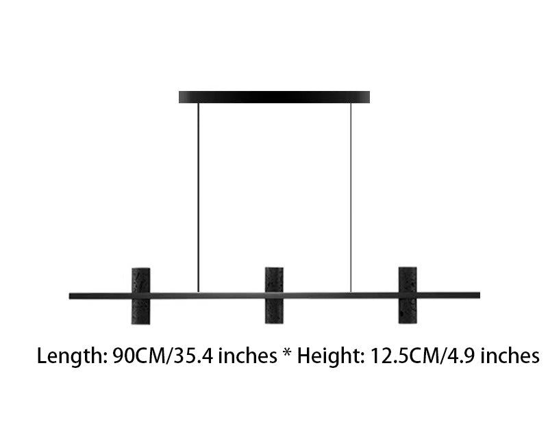 1. Modern LED Copper Black Stone Linear Island Pendant Light – Sleek Minimalist Design with Rustic Charm