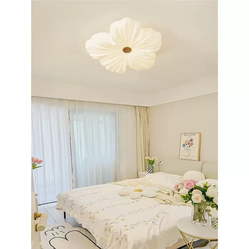 White Acrylic Flower Ceiling Lamp - Nordic Style, LED 3-Step Dimming, Ideal for Bedroom