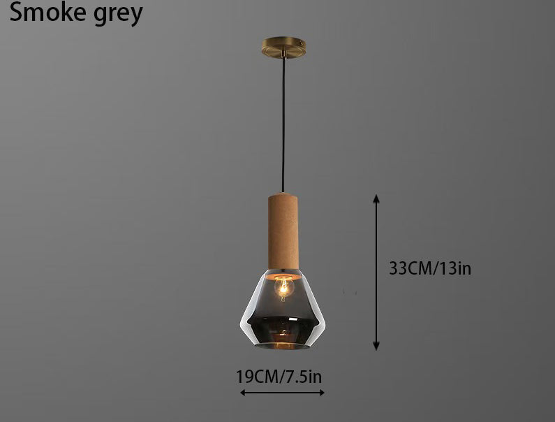 Luxury Copper & Wood Pendant Light: 1-Light Glass Jar Fixture with Cork Diamond Glass