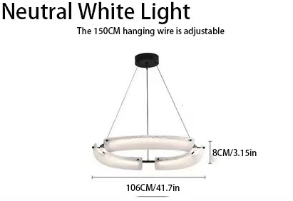 26''/34''/42'' Extra-Wide LED Frosted Water Glass Ring Chandelier with Elegant Ambience