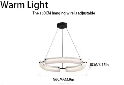 26''/34''/42'' Extra-Wide LED Frosted Water Glass Ring Chandelier with Elegant Ambience