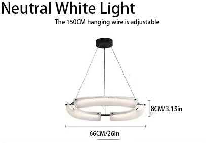 26''/34''/42'' Extra-Wide LED Frosted Water Glass Ring Chandelier with Elegant Ambience