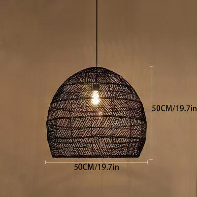 Dome-Shaped Rattan Woven Pendant (15.7-/19.7-Inch W) – Versatile Sizes for Every Room