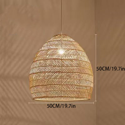 Dome-Shaped Rattan Woven Pendant (15.7-/19.7-Inch W) – Versatile Sizes for Every Room