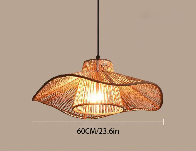 - 1-Light Double Layer Hemp Rope Pendant Light: Handwoven Umbrella Design for Kitchen Ceiling - Rustic 1-Light Pendant Ceiling Lighting: Double Layer Hemp Rope Weaving with