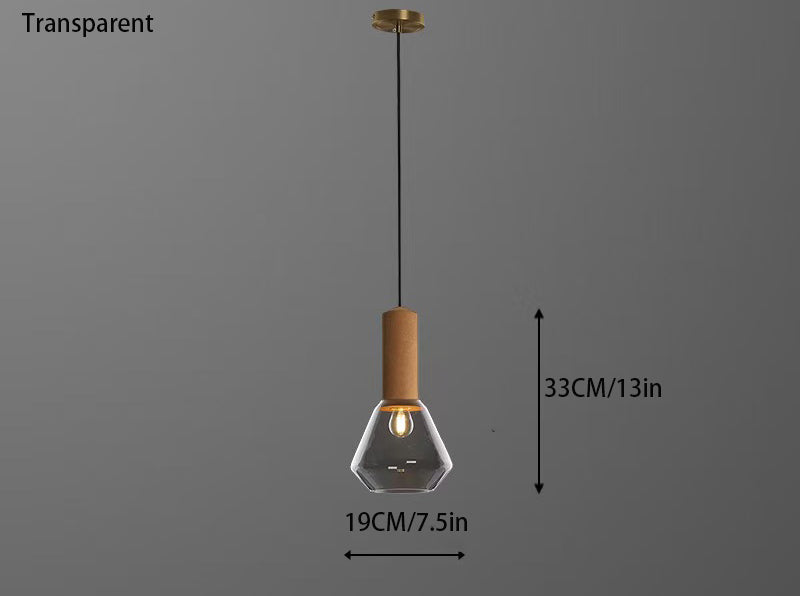 Luxury Copper & Wood Pendant Light: 1-Light Glass Jar Fixture with Cork Diamond Glass