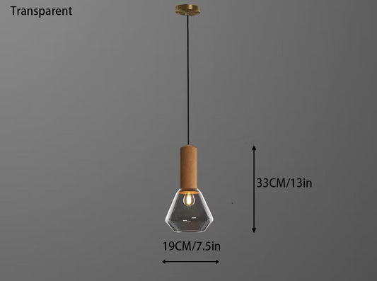 Luxury Copper & Wood Pendant Light: 1-Light Glass Jar Fixture with Cork Diamond Glass