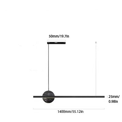 Linear Round Marble LED Pendant in Black: A Fusion of Industrial Edge and Sophisticated Stone