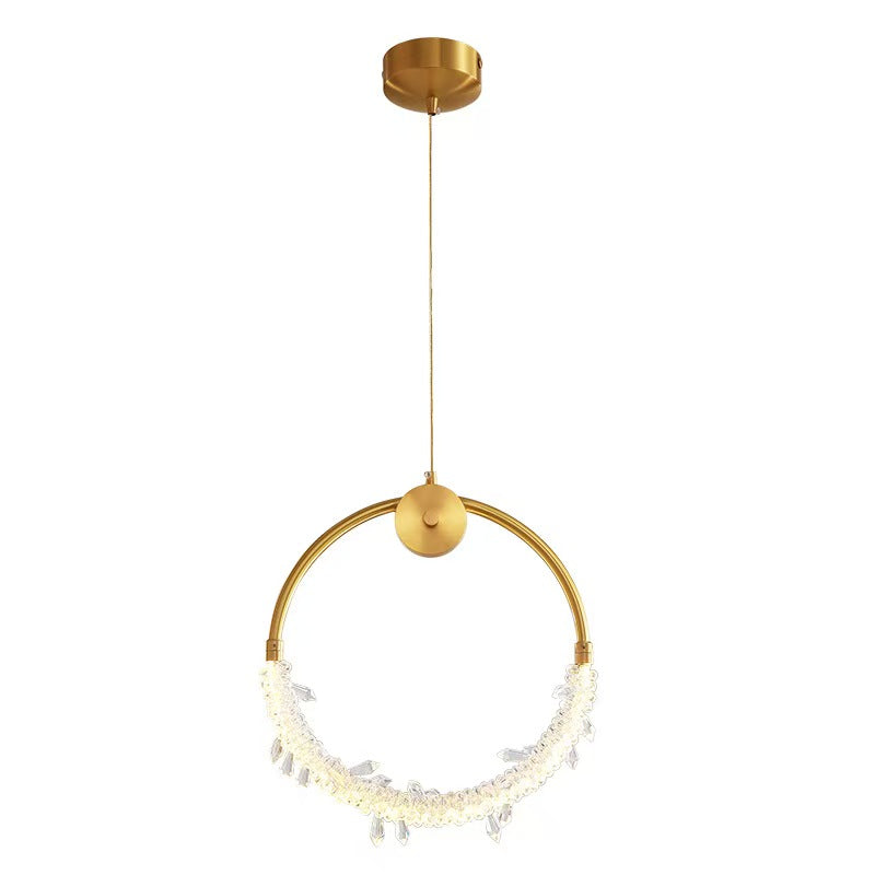 11'' Diameter Ring LED Crystal Pendant Light: Compact Bedside Lighting