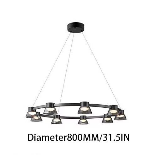 Exquisite Ring - shaped LED Pendant Lamp Featuring Smoke - Gray Glass Shades