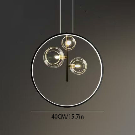 Bubi Black Pendant Light: Glass Bubble Design with LED, Perfect for Dining Rooms