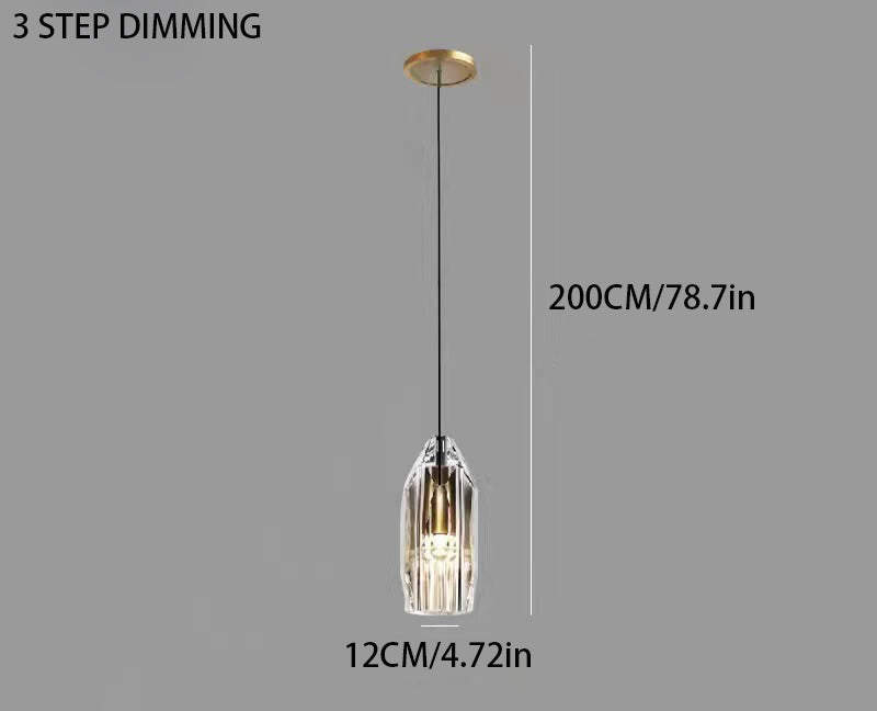 1-Light Minimalist Clear Geometric Pendant Light with Sparkling Crystal Accents