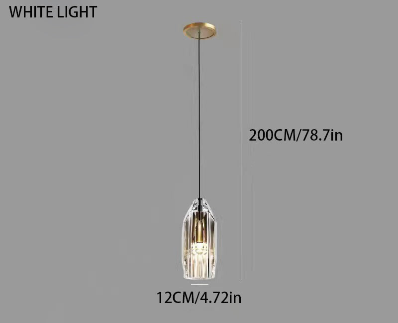 1-Light Minimalist Clear Geometric Pendant Light with Sparkling Crystal Accents